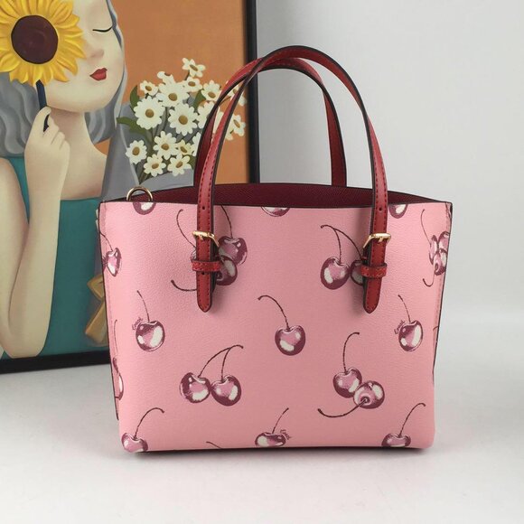 Coach Mollie Tote Bag 25 withCherry Print - Picture 1 of 10